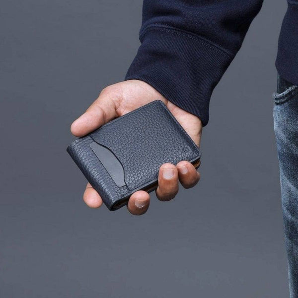 Outback Minimal Leather Wallet - Navy