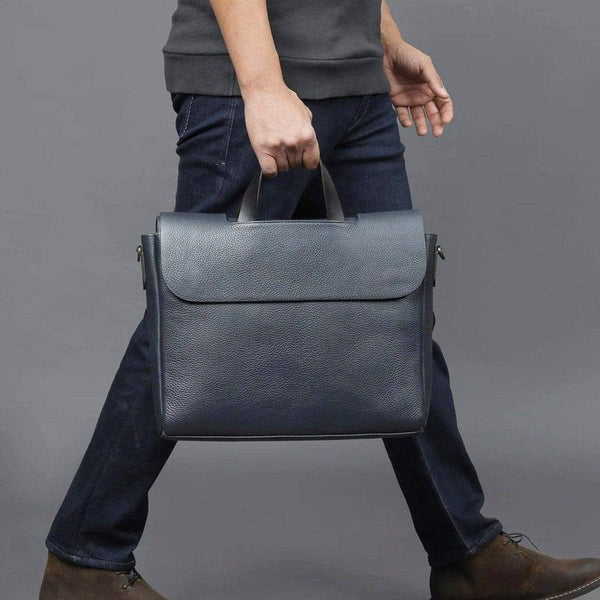 Outback Muse Leather Briefcase - Navy