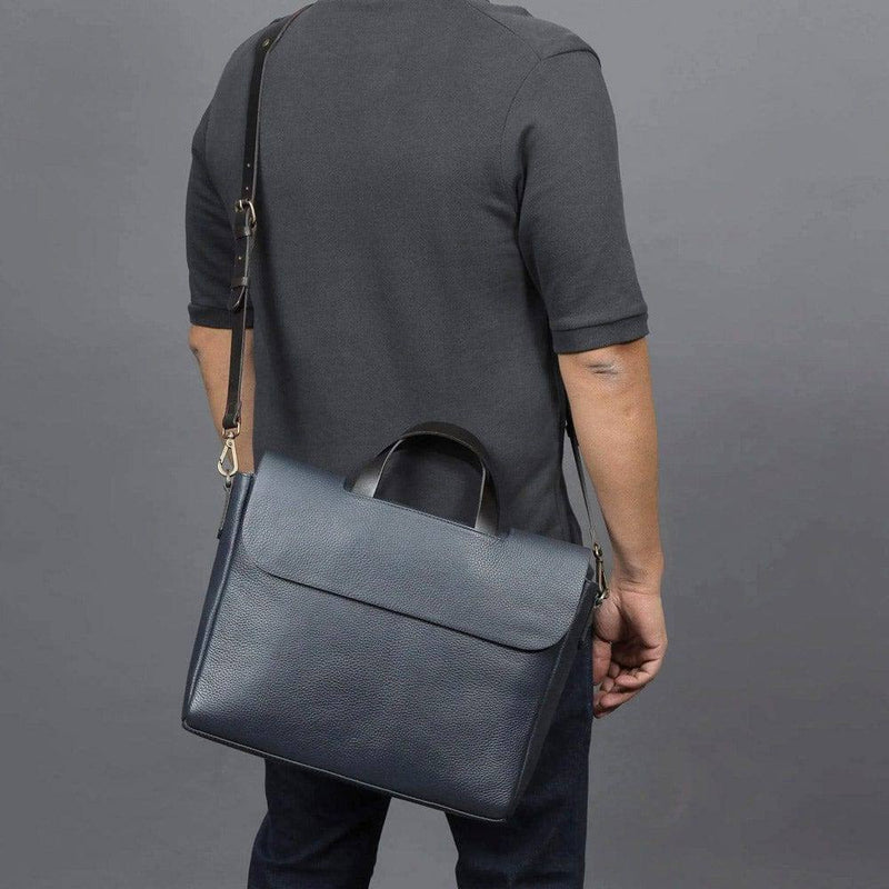 Outback Muse Leather Briefcase - Navy - Modern Quests