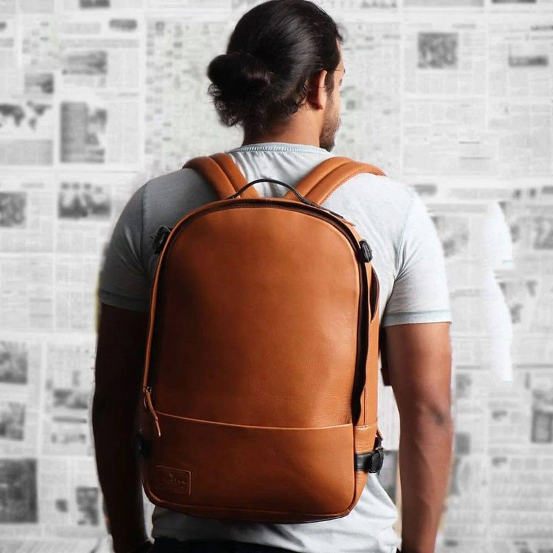 Outback Mustang Leather Backpack - Tan