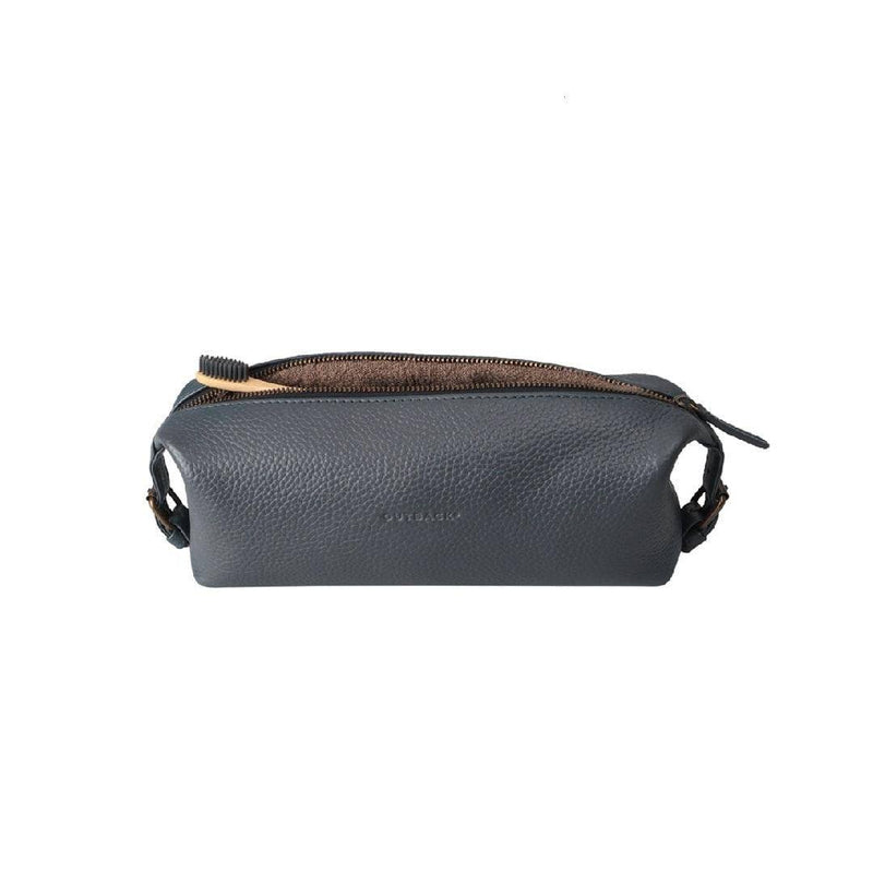 Outback Tokyo Leather Toilet Bag - Charcoal - Modern Quests