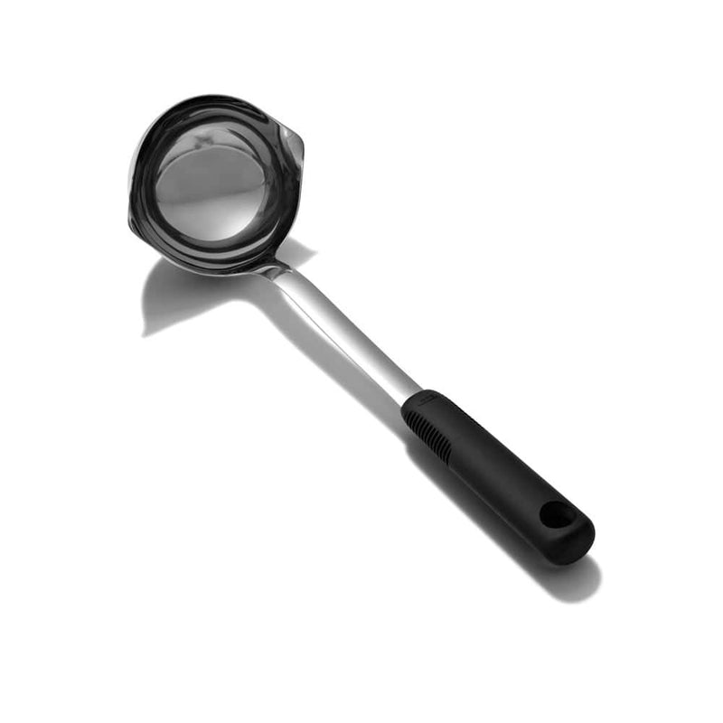 OXO Good Grips 6 oz. One-Piece Stainless Steel Ladle with Two Pour Spouts  and Black Handle 11283400