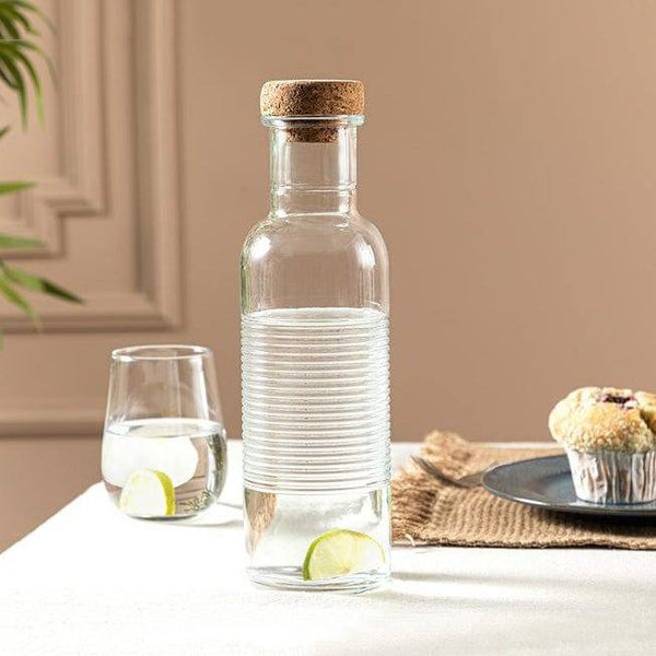 Pasabahce Hoop Glass Bottle with Cork Lid - Modern Quests