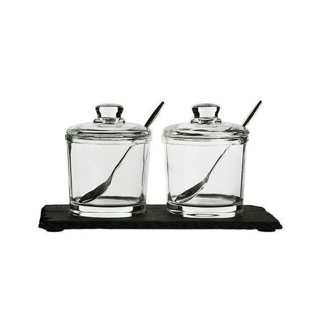 Philosophy Home Condiment Jars with Slate Board, Set of 2 - Modern Quests