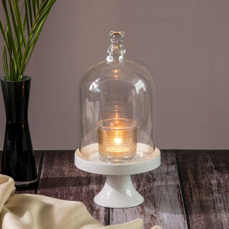 Philosophy Home Glass Dome with Porcelain Base - Bear - Modern Quests