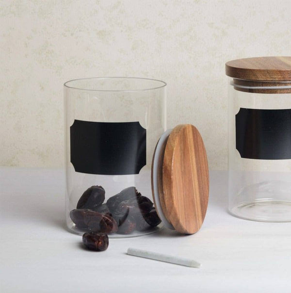 Philosophy Home Glass Jar with Blackboard Decal and Chalk - Medium