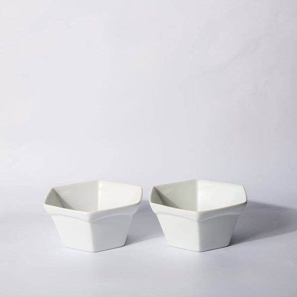 Philosophy Home Hex Ceramic Bowls, Set of 2 - Matte White - Modern Quests