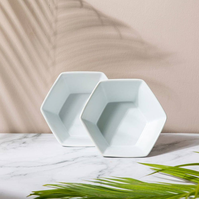 Philosophy Home Hex Ceramic Bowls, Set of 2 - Matte White