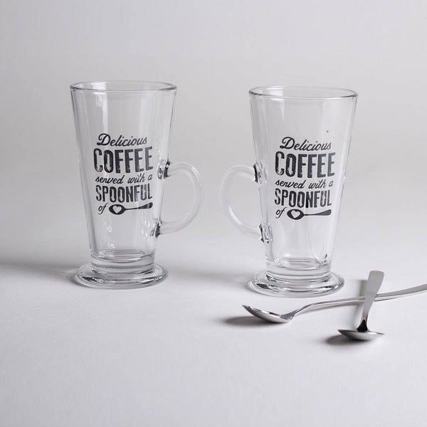 Philosophy Home Latte Coffee Mugs with Spoons, Set of 2