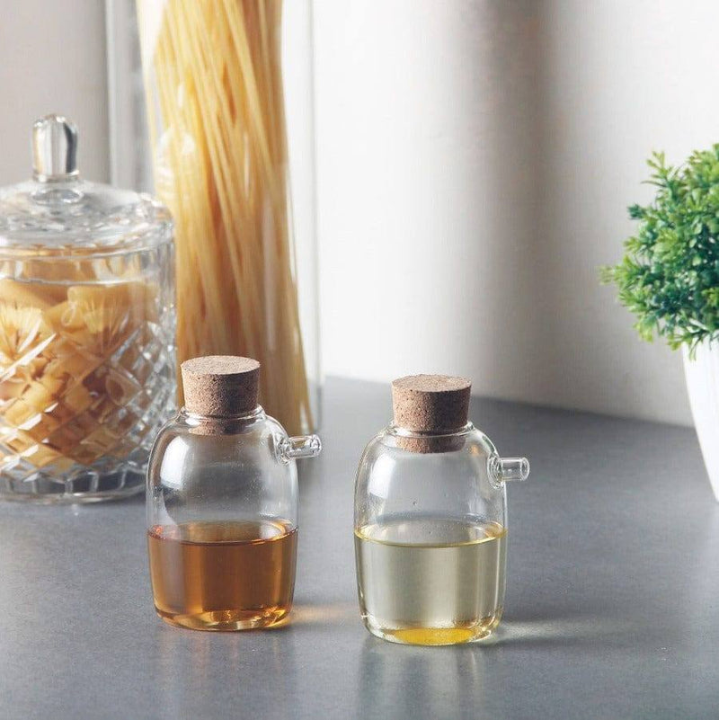 Philosophy Home Mini Condiment Bottles with Cork Lid, Set of 2 - Modern Quests