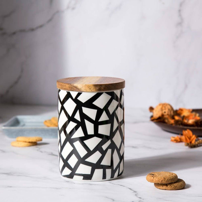 Philosophy Home Patterned Storage Jar with Lid - Abstract - Modern Quests