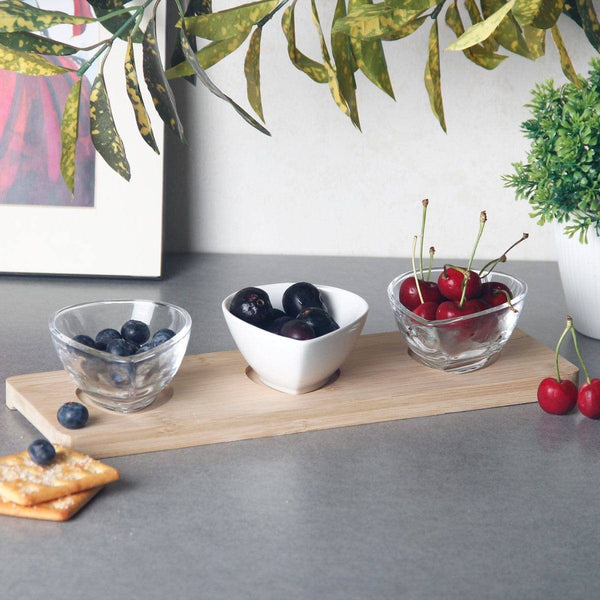 Philosophy Home Pear Serving Bowls with Bamboo Base - Modern Quests