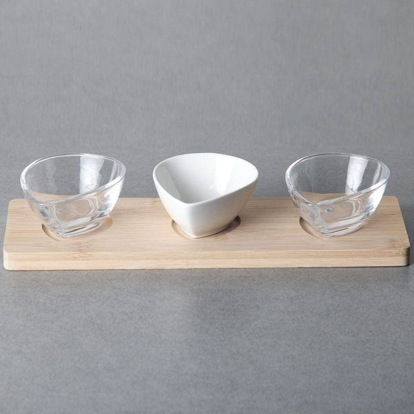 Philosophy Home Pear Serving Bowls with Bamboo Base