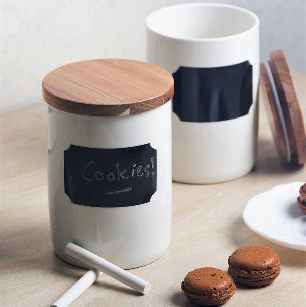 Philosophy Home Porcelain Jar with Blackboard Decal and Chalk - Modern Quests