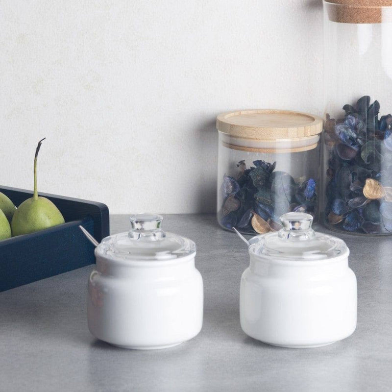 Philosophy Home Porcelain Seasoning Jars with Glass Lid, Set of 2 - Modern Quests