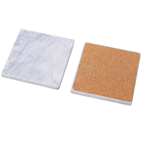 Philosophy Home Square Marble Coasters with Cork Holder - Modern Quests