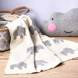 Pomme Knitted Baby Blanket - Elephant