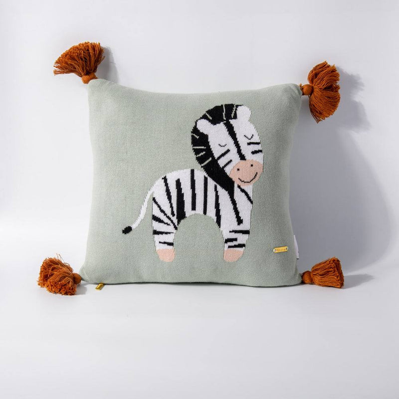 Pomme Knitted Cushion Cover - Zebra