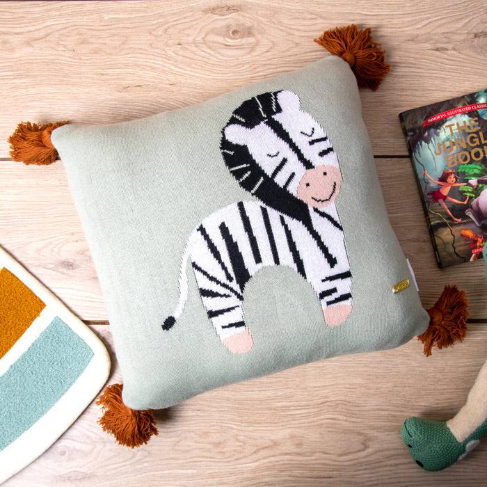 Pomme Knitted Cushion Cover - Zebra