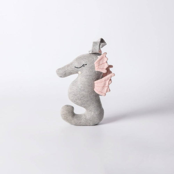 Pomme Knitted Soft Rattle Toy - Grey Seahorse