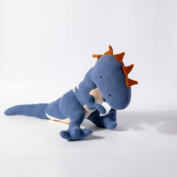 Pomme Knitted Soft Toy - Blue Dinosaur