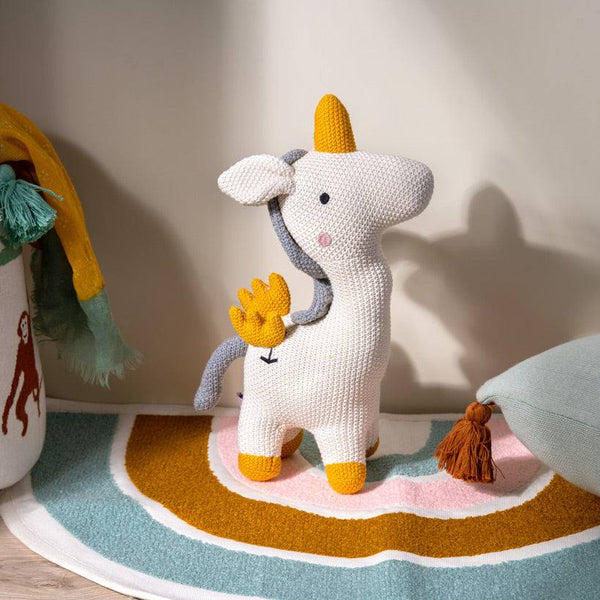 Pomme Knitted Soft Toy - Cream Unicorn