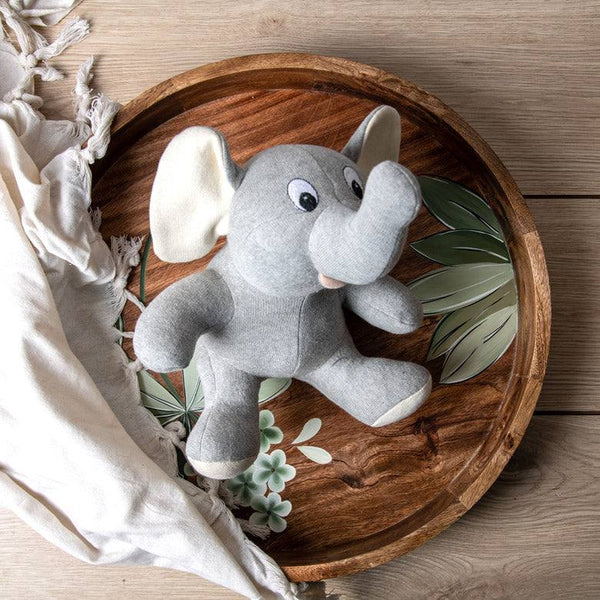 Pomme Knitted Soft Toy - Grey Baby Elephant