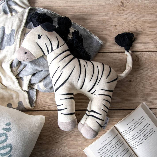 Pomme Knitted Soft Toy - White Zebra