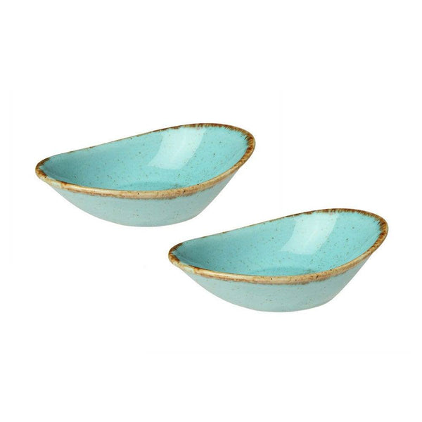 Porland Turkey Grazia Seasons Oval Mini Bowls, Set of 2 - Turquoise - Modern Quests
