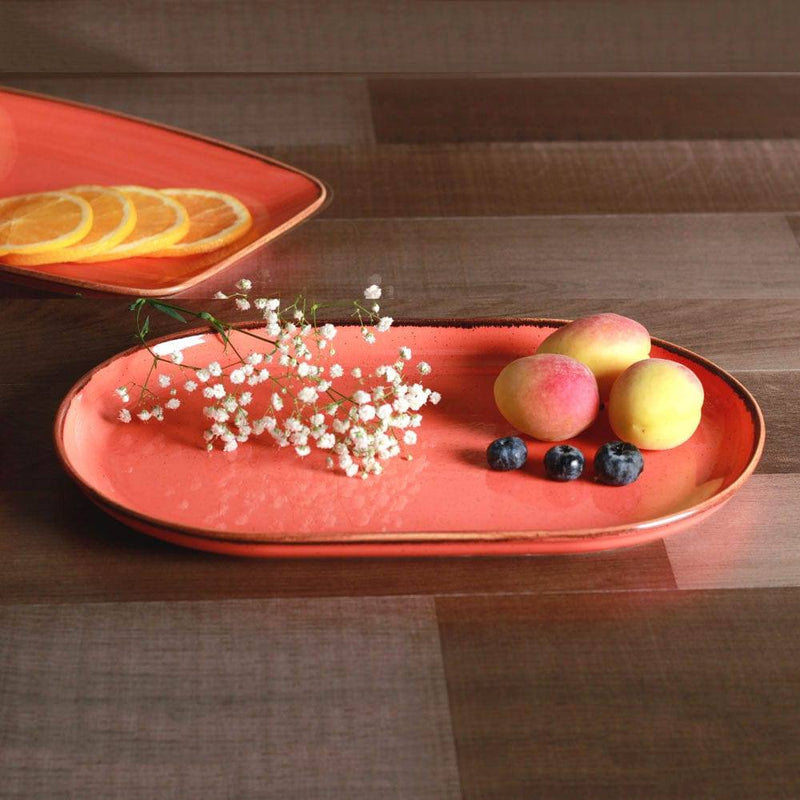 Porland Turkey Grazia Seasons Oval Plate Large - Coral - Modern Quests