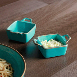 Porland Turkey Grazia Seasons Square Mini Bowls, Set of 2 - Turquoise - Modern Quests