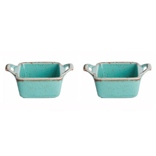 Porland Turkey Grazia Seasons Square Mini Bowls, Set of 2 - Turquoise