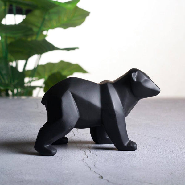 Present Time Bear Faceted Sculpture Small - Black - Modern Quests