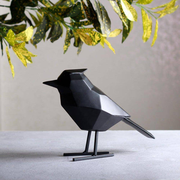 Present Time Bird Faceted Sculpture Large - Black