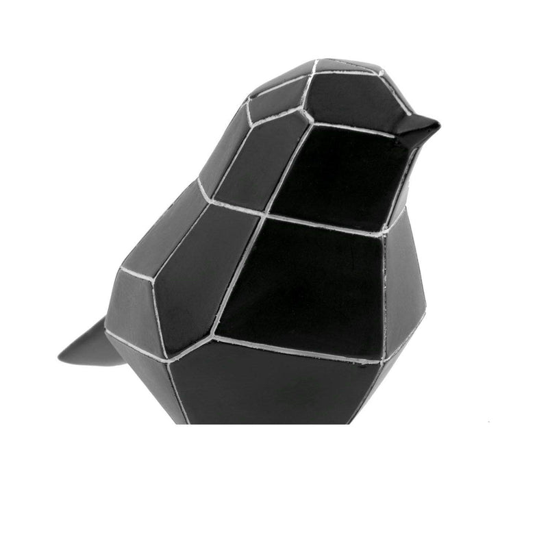 Present Time Bird Faceted Sculpture Small - Black with White Stripes - Modern Quests