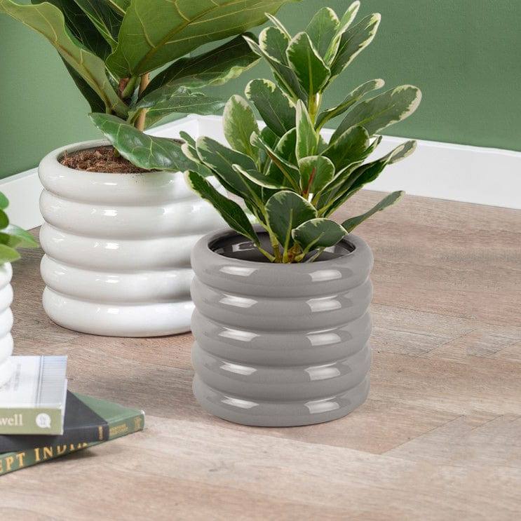 Present Time Bobbly Glazed Plant Pot, Small - Grey - Modern Quests