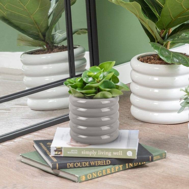 Present Time Bobbly Glazed Plant Pot, Small - Grey - Modern Quests