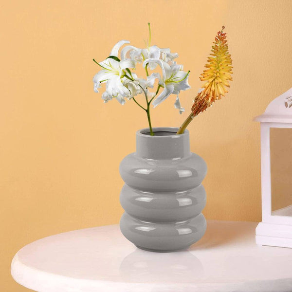 Present Time Bobbly Glazed Vase, Medium - Grey - Modern Quests