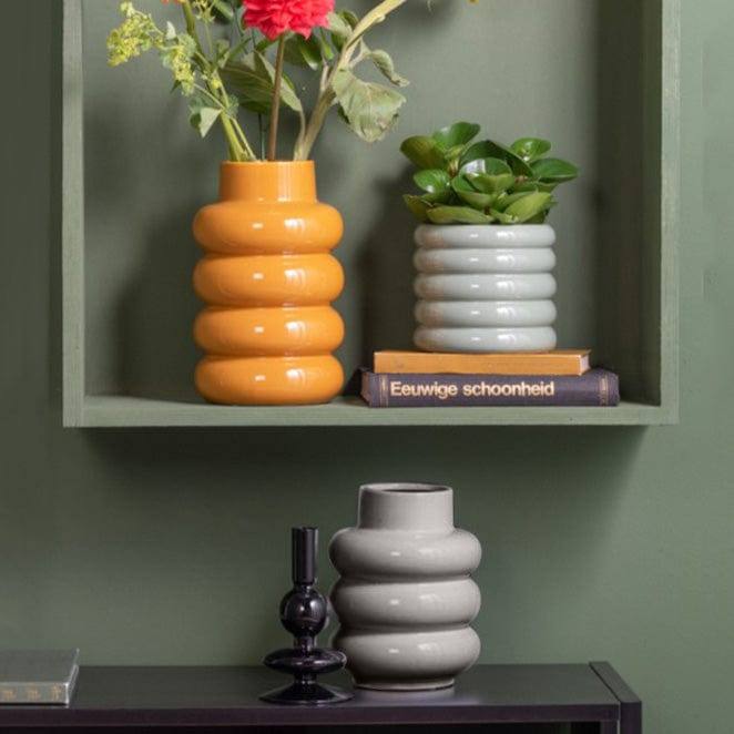 Present Time Bobbly Glazed Vase, Medium - Grey - Modern Quests