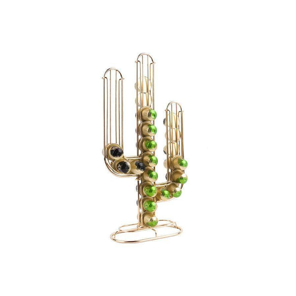 Present Time Cactus Coffee Pods Holder - Gold