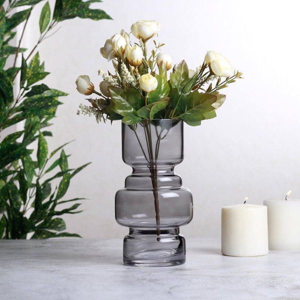 Present Time Courtly Glass Vase Medium - Dark Grey