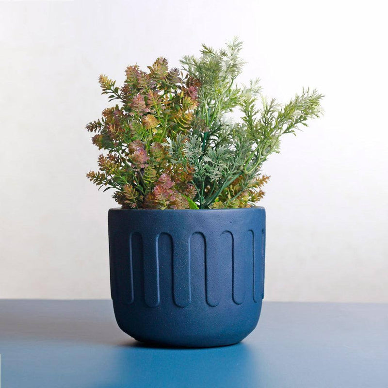 Present Time Drips Plant Pot Medium - Dark Blue - Modern Quests