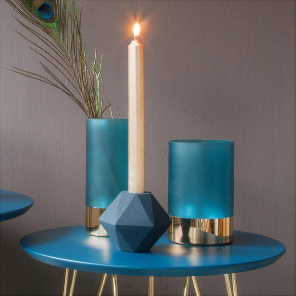 Present Time Hexagon Nimble Candle Holder - Blue