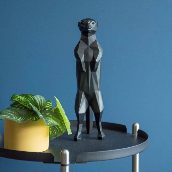 Present Time Meerkat Faceted Sculpture Large - Black - Modern Quests