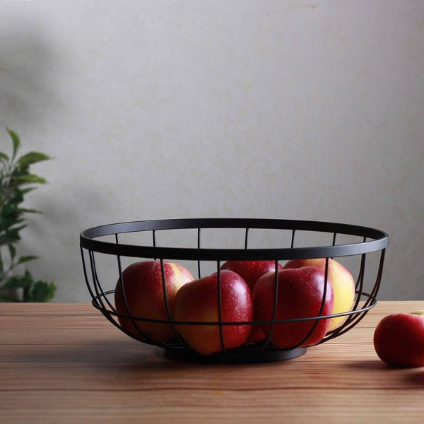 Present Time Open Grid Fruit Basket - Black