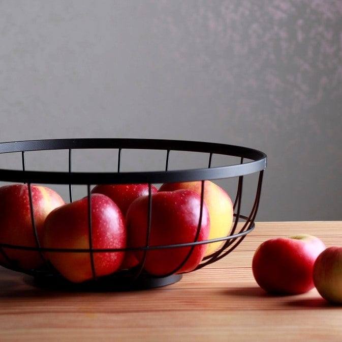Present Time Open Grid Fruit Basket - Black - Modern Quests