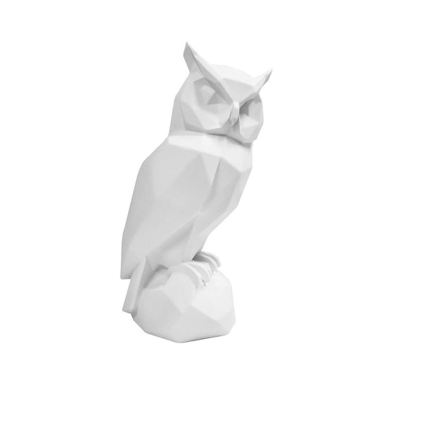 Present Time Owl Faceted Sculpture Large - White - Modern Quests