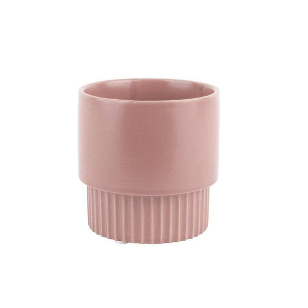 Present Time Ribbed Plant Pot Medium - Faded Pink - Modern Quests