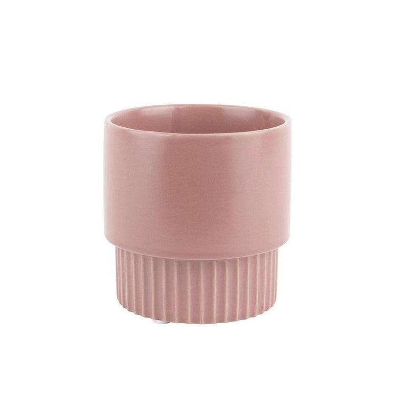 Present Time Ribbed Plant Pot Medium - Faded Pink - Modern Quests