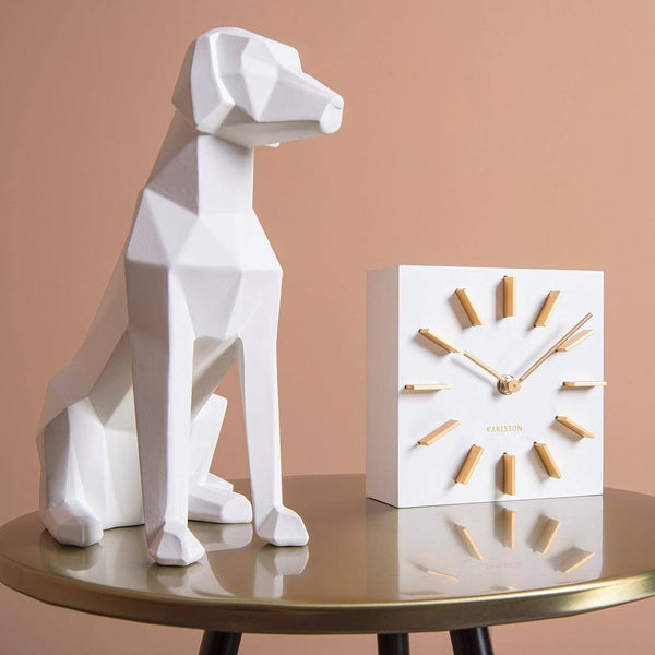 Present Time Sitting Dog Faceted Sculpture Large - White - Modern Quests